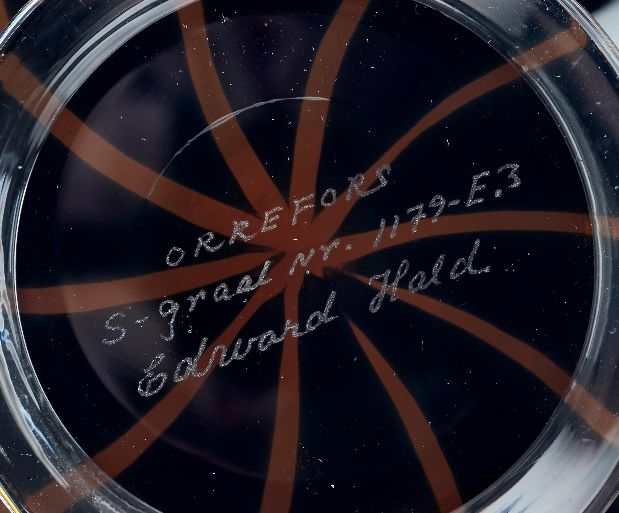 SKÅL, glas, Edward Hald, Orrefors, signerad, slipgraal.