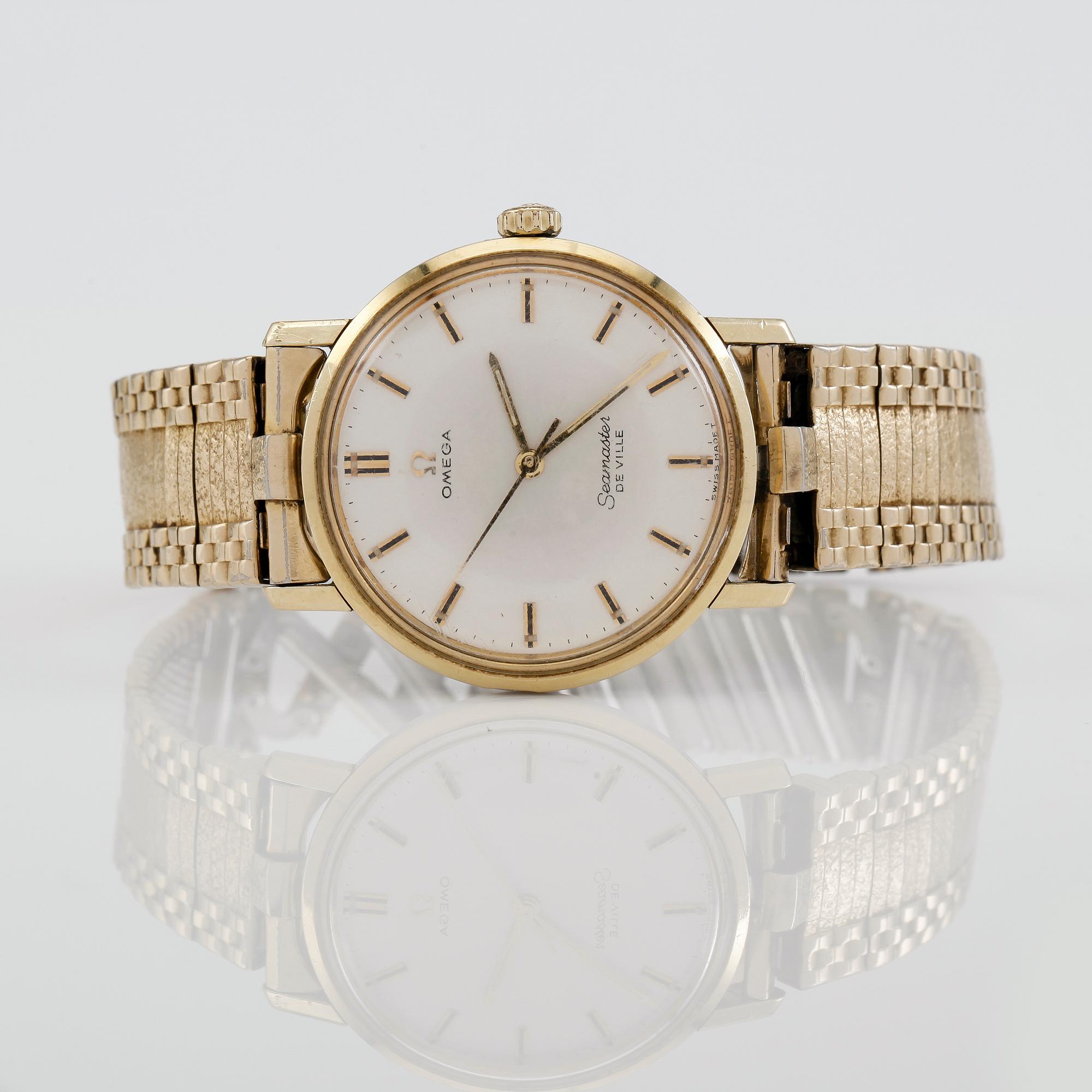 ARMBANDSUR, guld på stål, Omega, Seamaster de Ville, manuell.