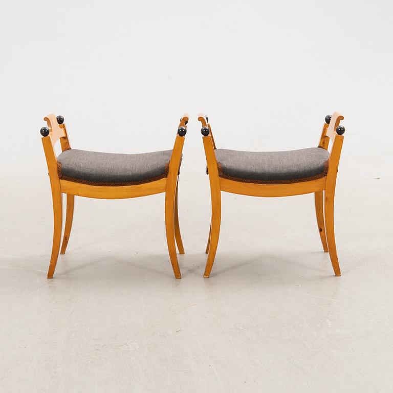 Stools, a pair, Karl Johan, mid-19th century.