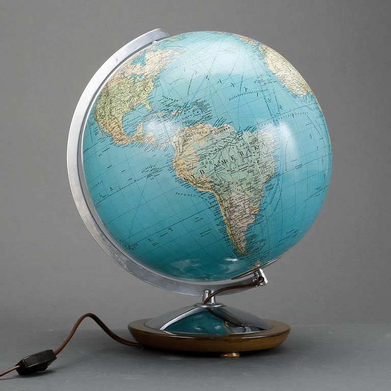 JORDGLOB, 1900-talets mitt. Columbus Duo Jordglob. Import av Ivar Asp AB, Stockholm.