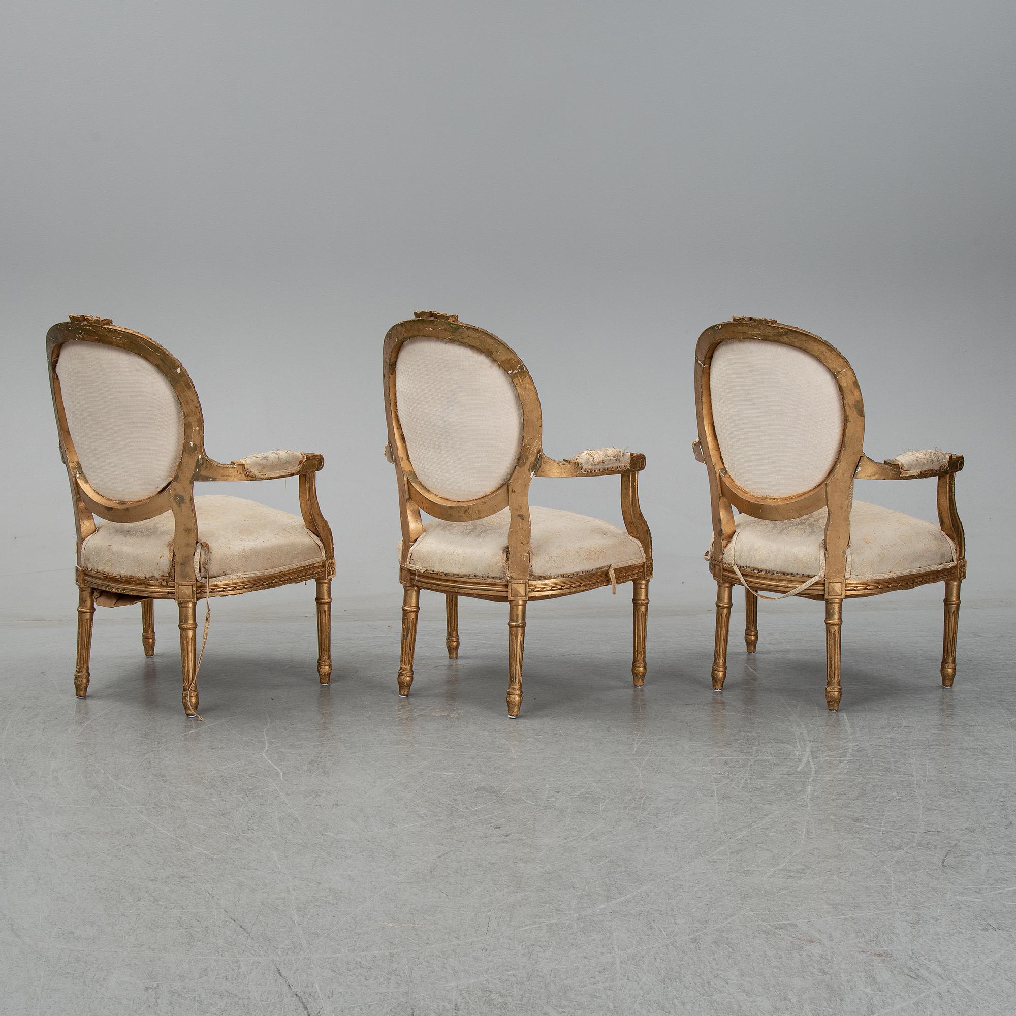 Salongsgrupp, 4 delar, Louis XVI-stil, omkring 1900.