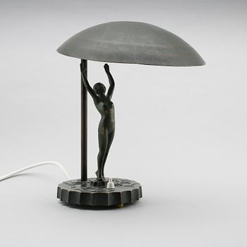 BORDSLAMPA, patinerad metall, 1900-talets första hälft.