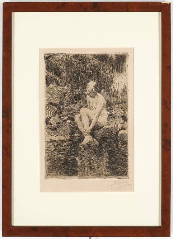 ANDERS ZORN, etsning, "Dagmar", signerad med blyerts. Utförd 1912.