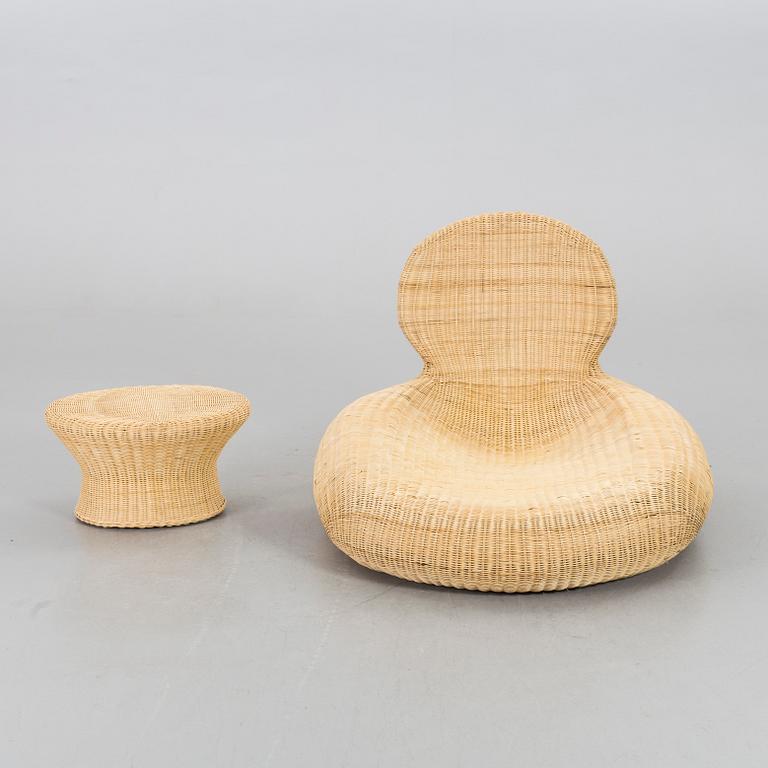KORGFÅTÖLJ, samt PALL "Storvik", Carl Öjerstam för IKEA 2001-2005.