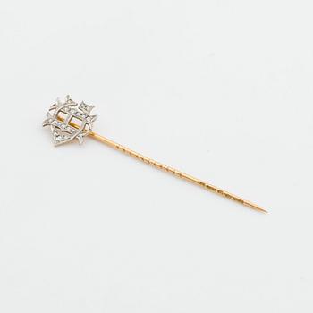 TIE Pin in shape of a letter monogram GH, 18k guld and whitegold, single-cut diamonds.