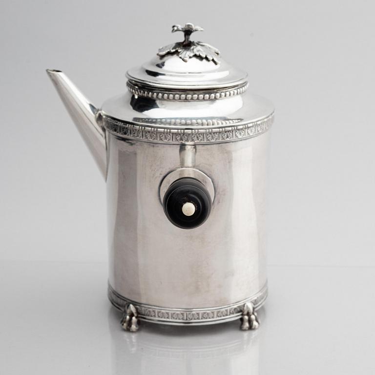 Pehr Zethelius, kaffekanna, silver, Stockholm 1783. Gustaviansk.