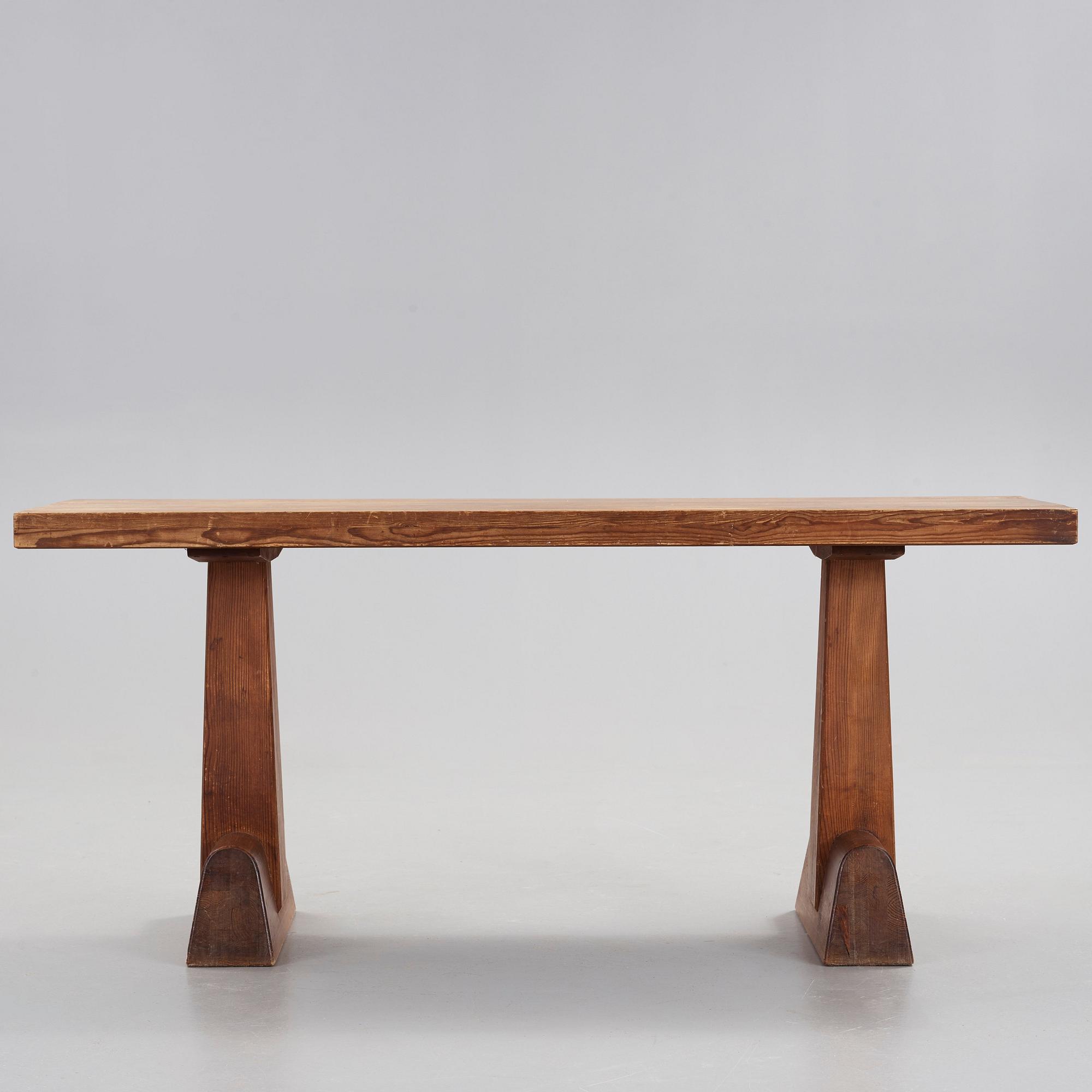 Axel Einar Hjorth, a stained pine 'Utö' console or library table, Nordiska Kompaniet, Sweden 1930's.