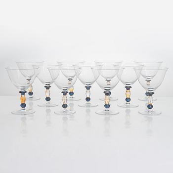An 11-piece set of footed glass bowls, "Kensington", Mikasa.