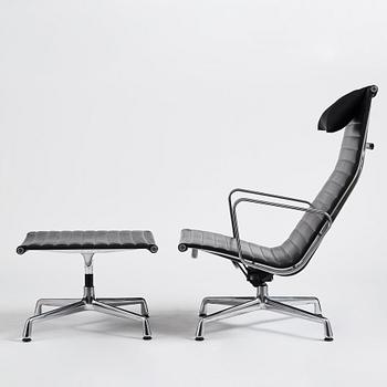 Charles & Ray Eames, an armchair and ottoman, Aluminium group model "EA 316", Vitra, 21st century.