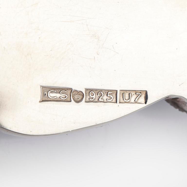 Riipukset, 4 kpl, hopea, spektroliitti, tiikerinsilmä, geodi, Christer Stenberg 1973-75.