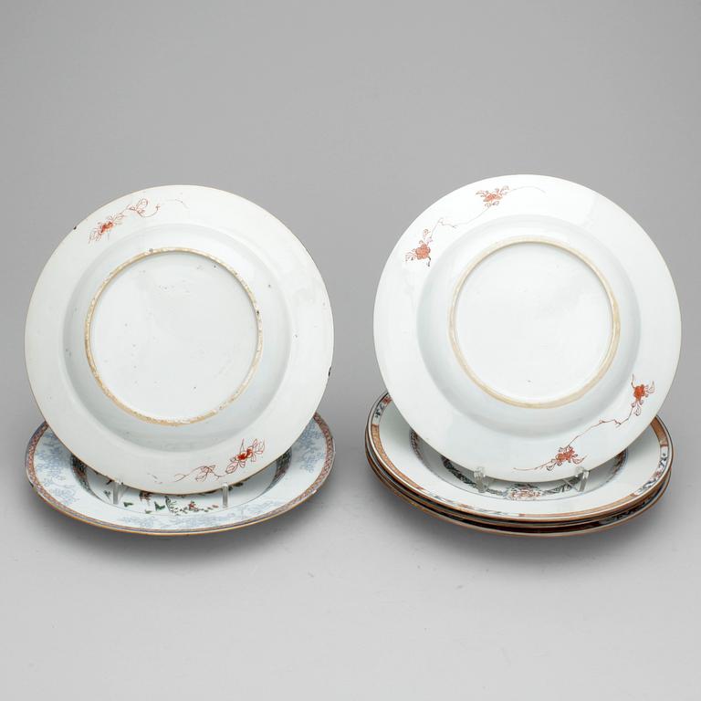 TALLRIKAR, 4+2 st, porslin, Kina 1700-tal.
