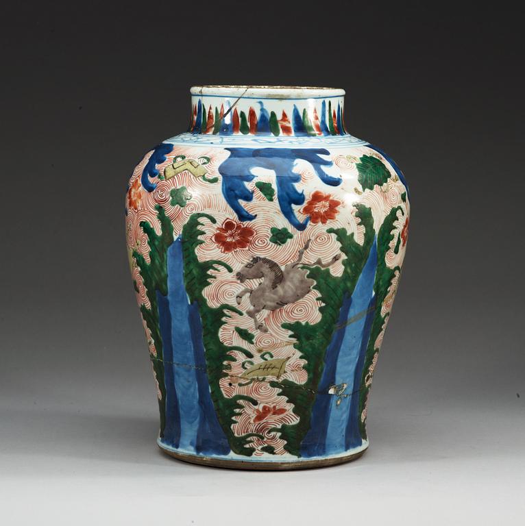 A Transitional doucai jar, 17th Century.