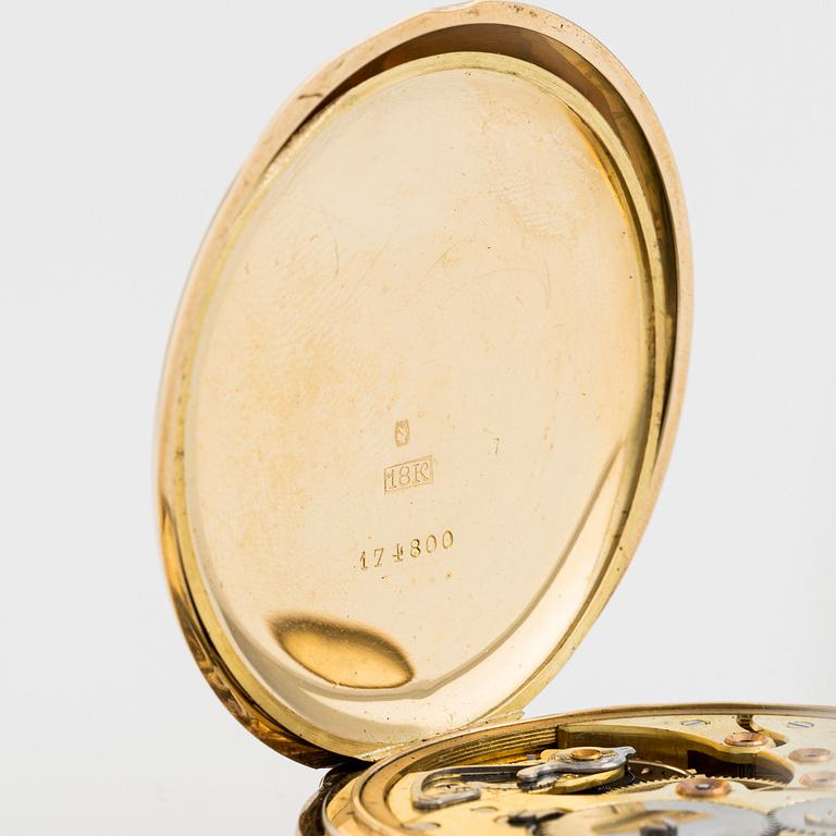 Zenith, fickur 18K guld, kedja 18K guld, savonett, 51,5 mm.