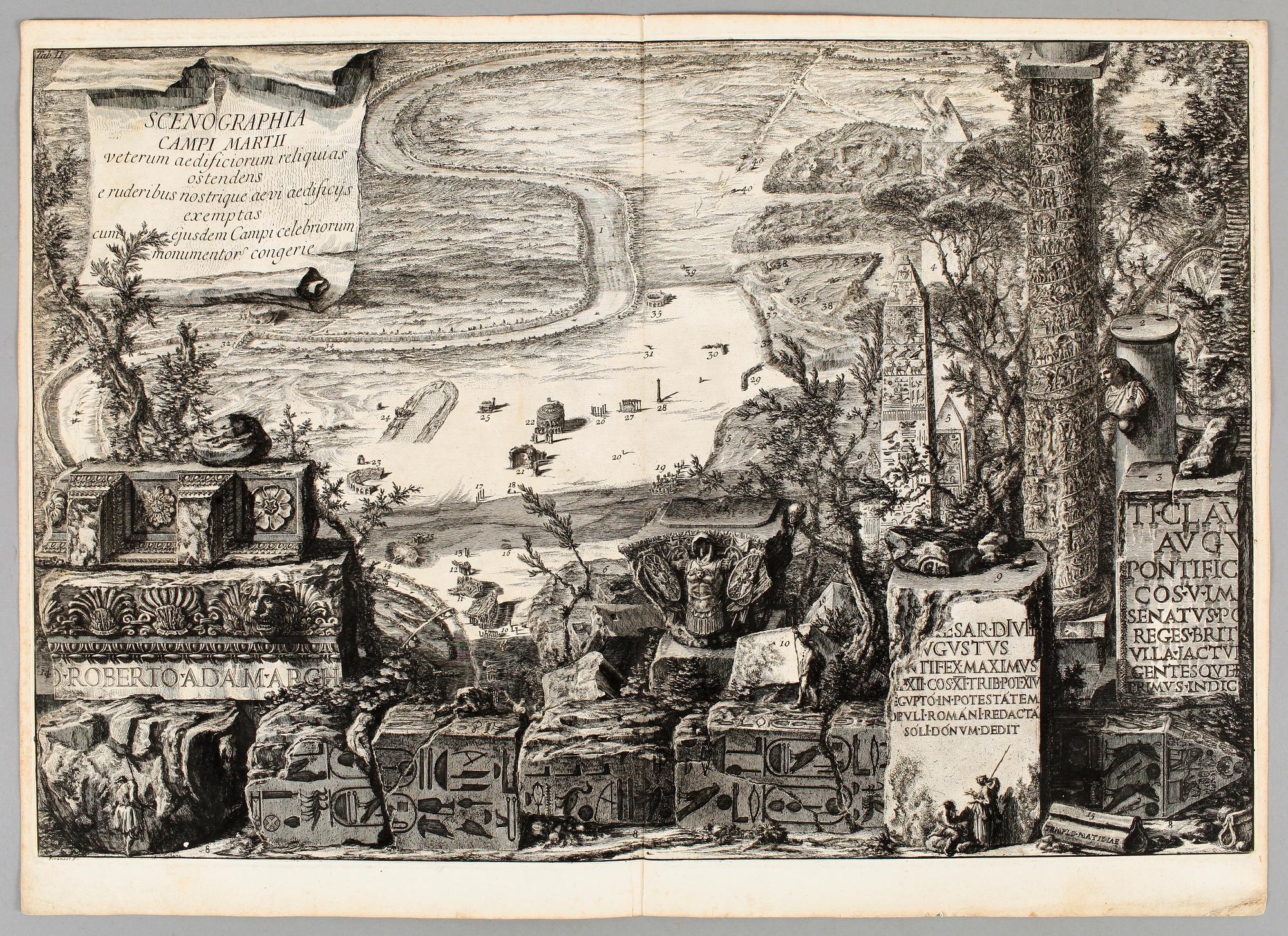 FRANCESCO PIRANESI, etsning. "Scenographia campi martii".