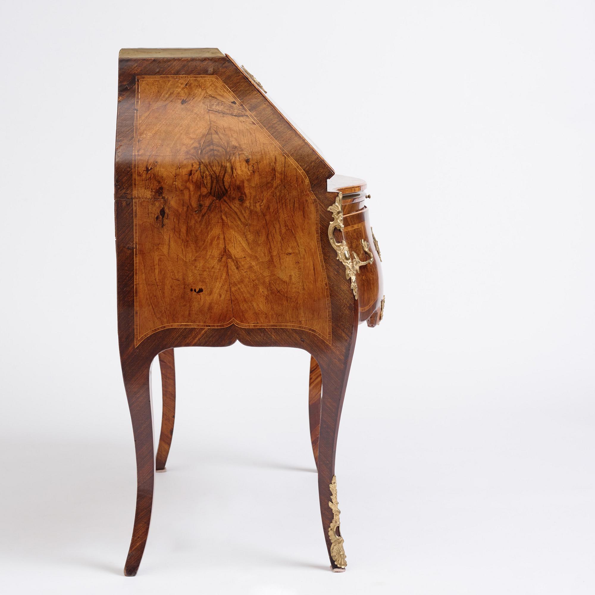 A rosewood, walnut, and gilt brass-mounted rococo secretaire by J. H. Reimers (master in Stockholm 1754-73).