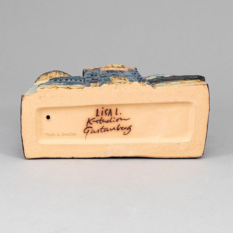 A Lisa Larson stoneware figure of a house, K-Studion, Gustavsberg.