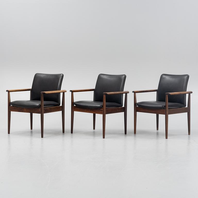 Finn Juhl, three 'Diplomat' armchairs, France & Son, Denmark, 1960's.