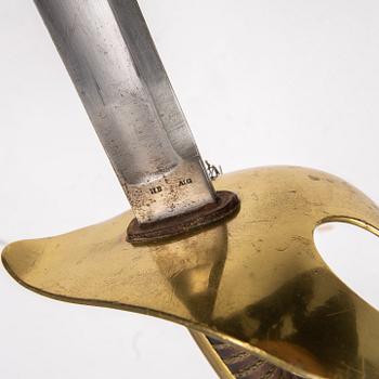 A Swedish cavalry sabre 1854 pattern with scabbard.