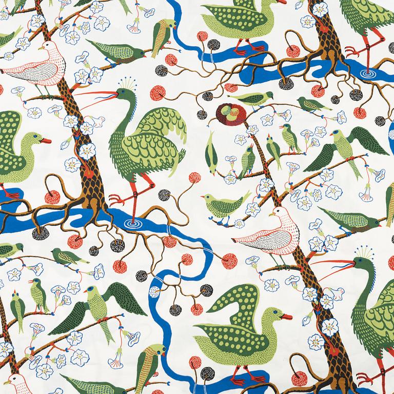 Josef Frank,  curtains, 3 + 1, 'Gröna Fåglar', Firma Svenskt Tenn, Sweden.