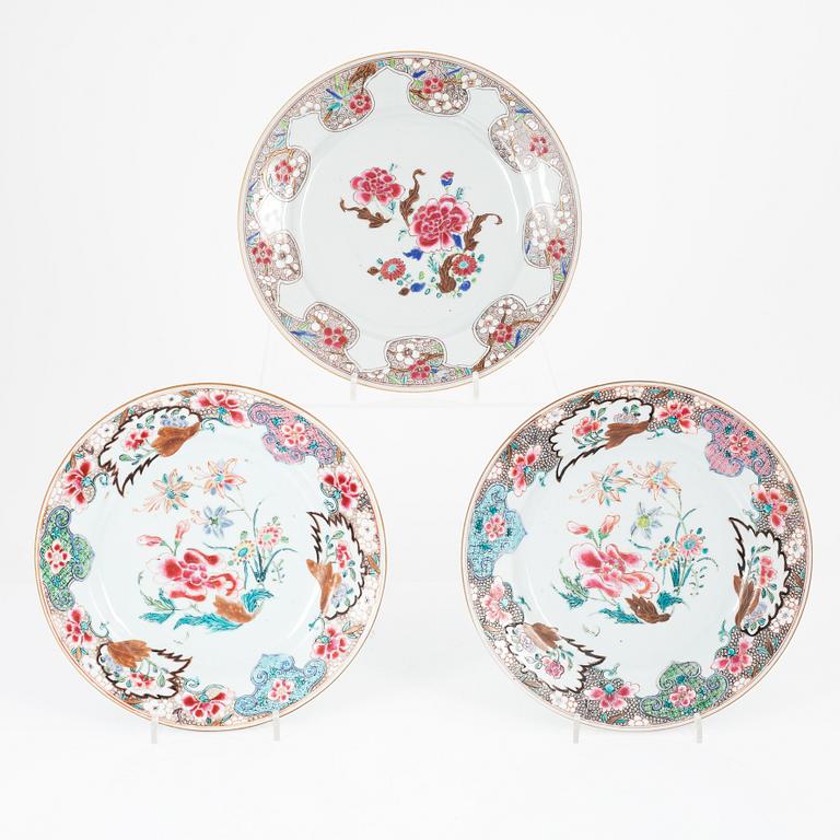 2+1 plates, Qing Dynasty, Qianlong (1736-95).