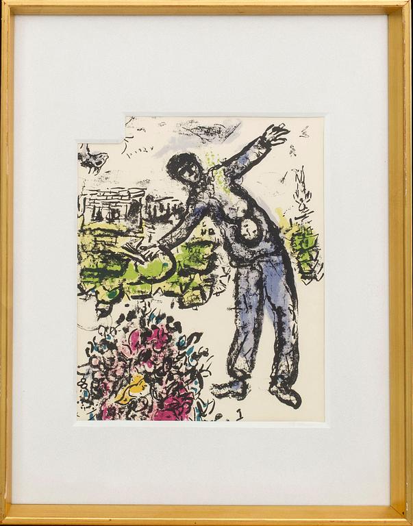 MARC CHAGALL,färglitografi, ur Derrière le Miroir, "Dessins et Lavis. Exposition Chagall", Galerie Maeght.