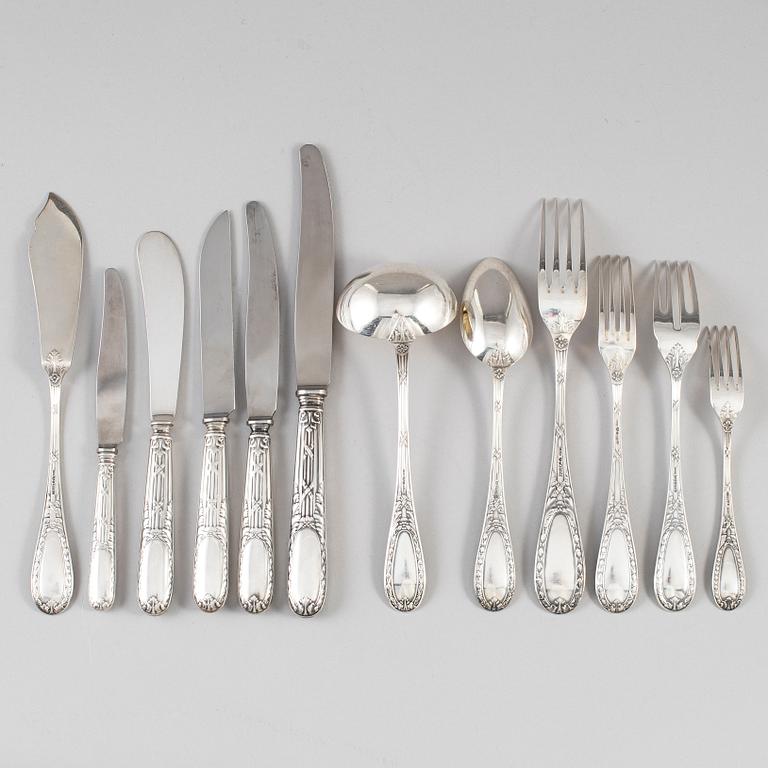 CG HALLBERG, bestickservis, 91 delar, silver, Stockholm, 1940-6.