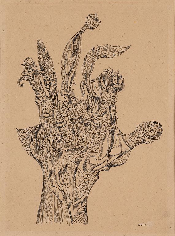 PETER WEISS, ink on paper, signed Weiss, 1947.