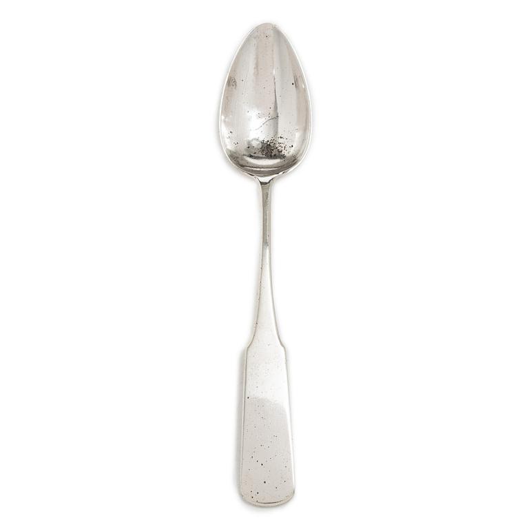 A silver spoon, mark of Frakman, assaymark Josef Sosnkowski, Warsaw, Poland, 1879.