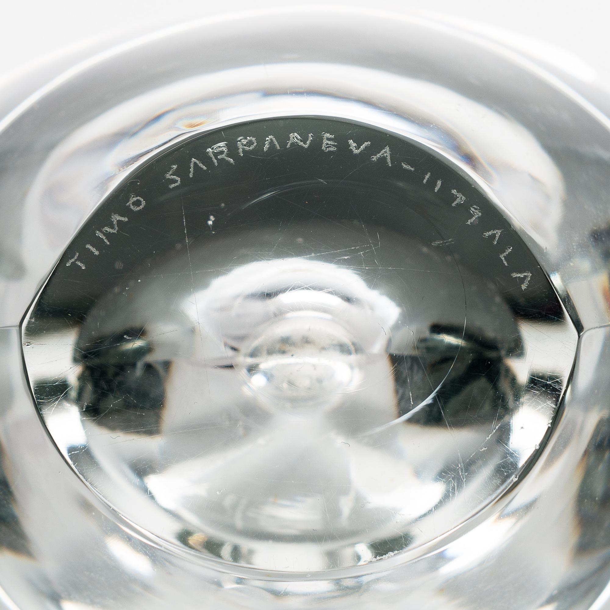 Timo Sarpaneva, A 3567 'Sitting bird' glass sculpture, signed  Timo Sarpaneva Iittala.