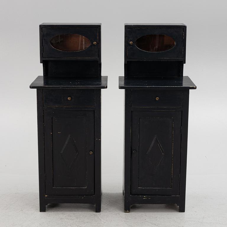 Bedside cabinets, a pair, early 20th century.