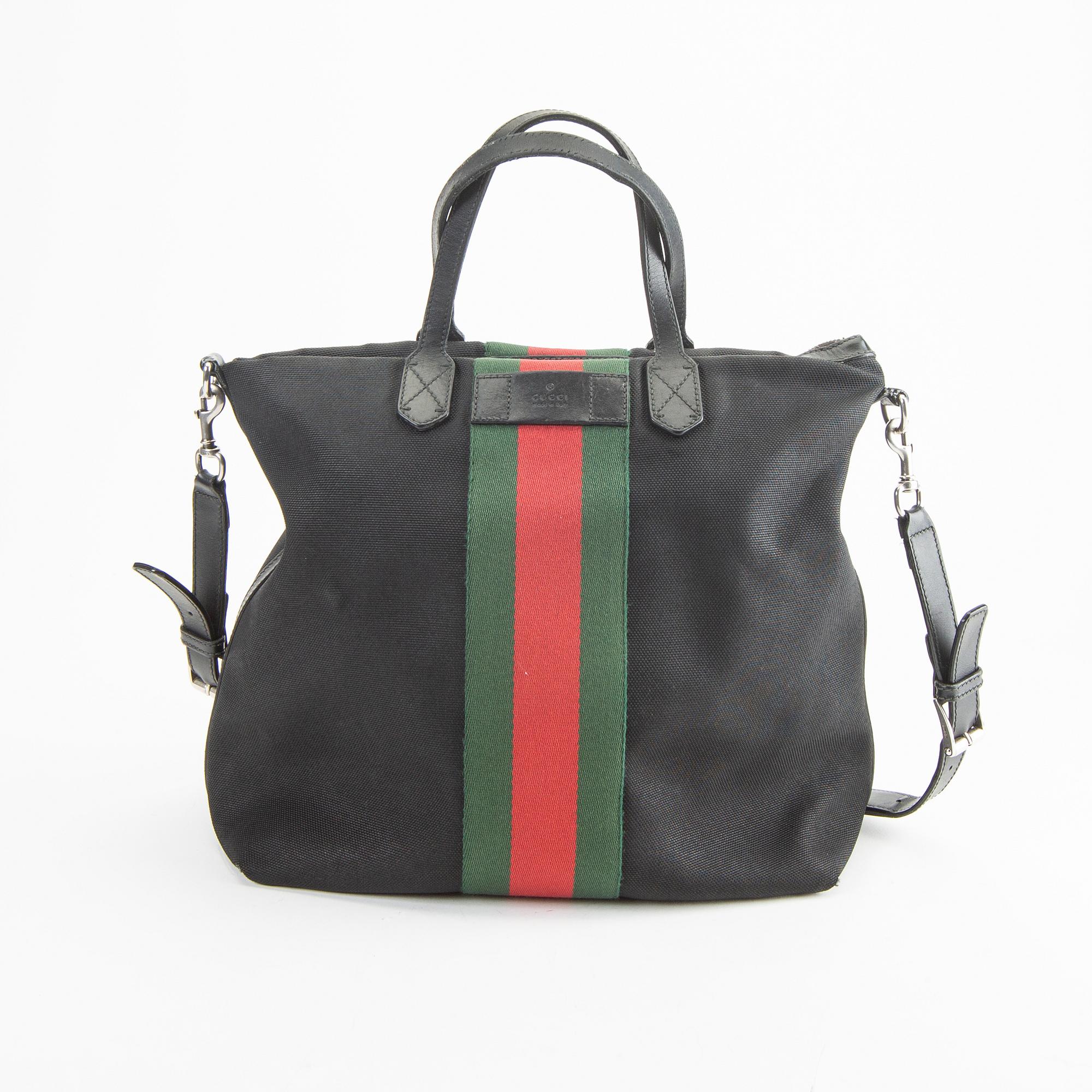 A Techno Web Stripe Canvas Tote  by Gucci.