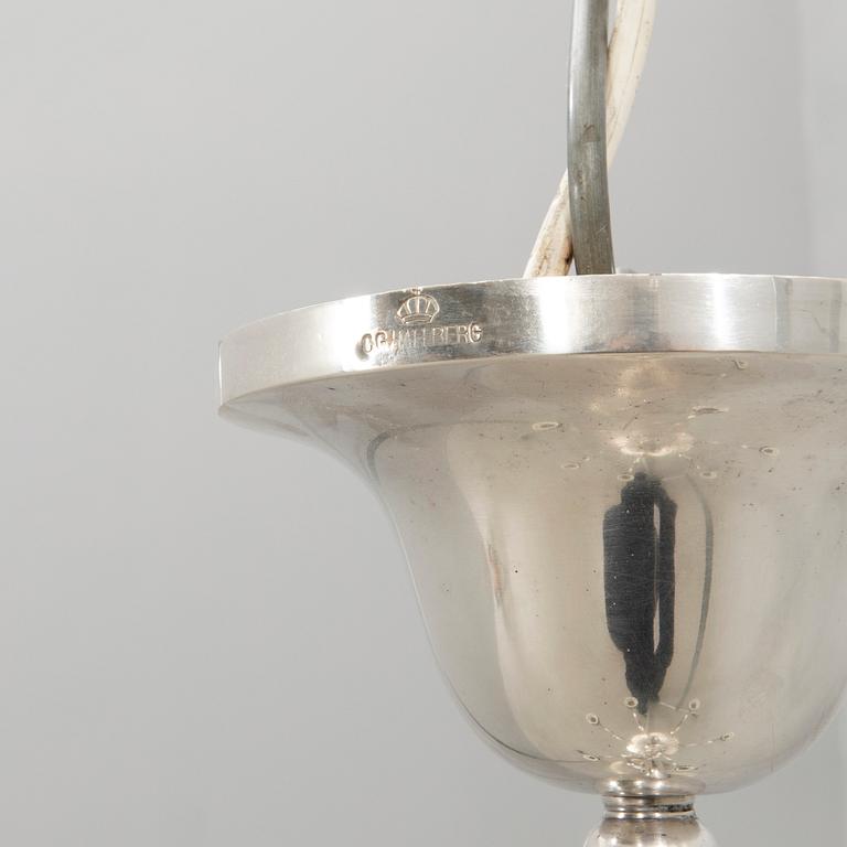 CG Hallberg ceiling lamp, silver plate, 1920s, Swedish Grace.