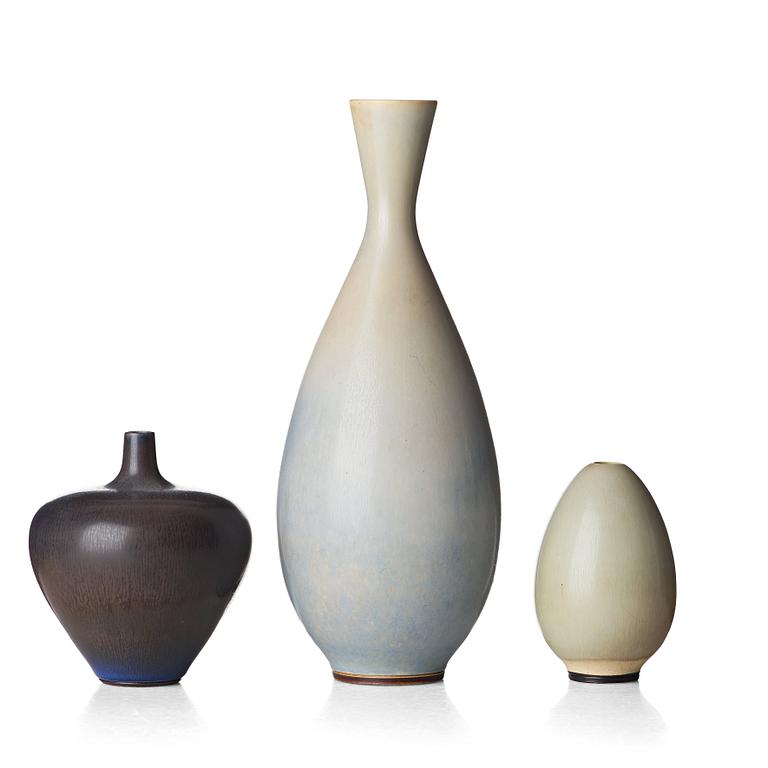 Berndt Friberg, vaser, 3 st, Gustavsbergs studio 1953-61.