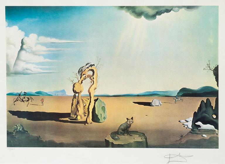 Salvador Dalí, "SAVAGE BEASTS IN THE DESESERT (LITTLE ANIMAL KINGDOM), 1976".