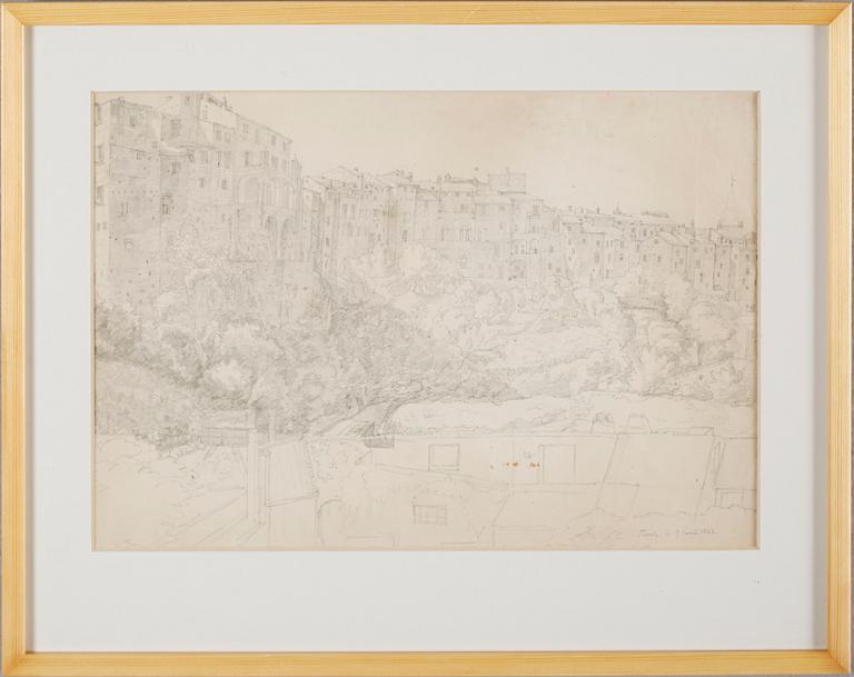 OKÄND KONSTNÄR, 2 st, akvarell samt blyertsteckning, 1800-tal.