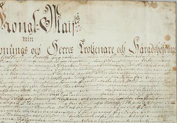 DOKUMENT, pergament, bär datering 1776.