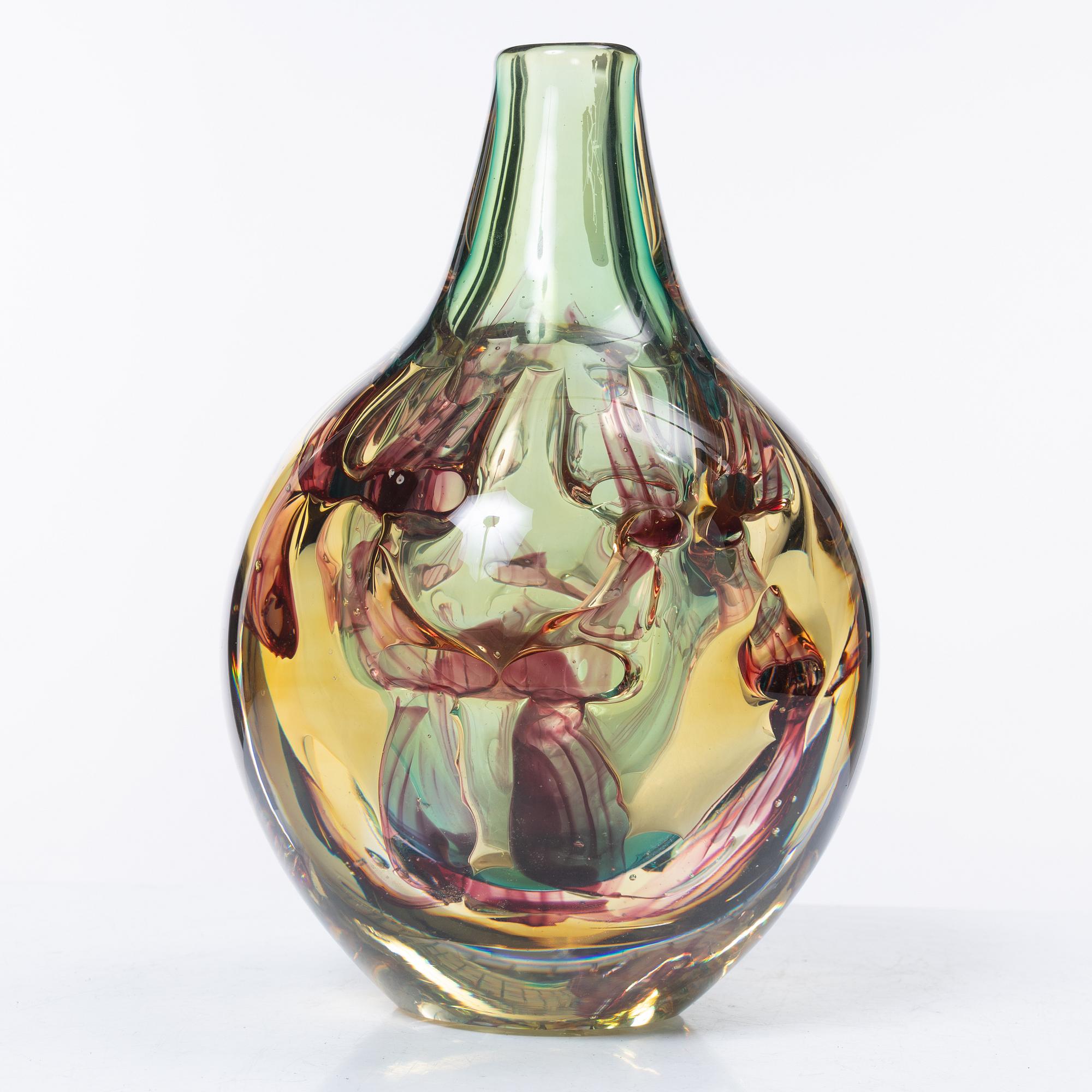 Helén Krantz, vas, glas, graal, "Airpocket", unik, Orrefors, signerad, år 2000.