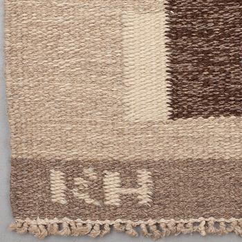 CARPET. Flat weave 283 x 190 cm. Signed KH MS. Sweden mid 20th century.