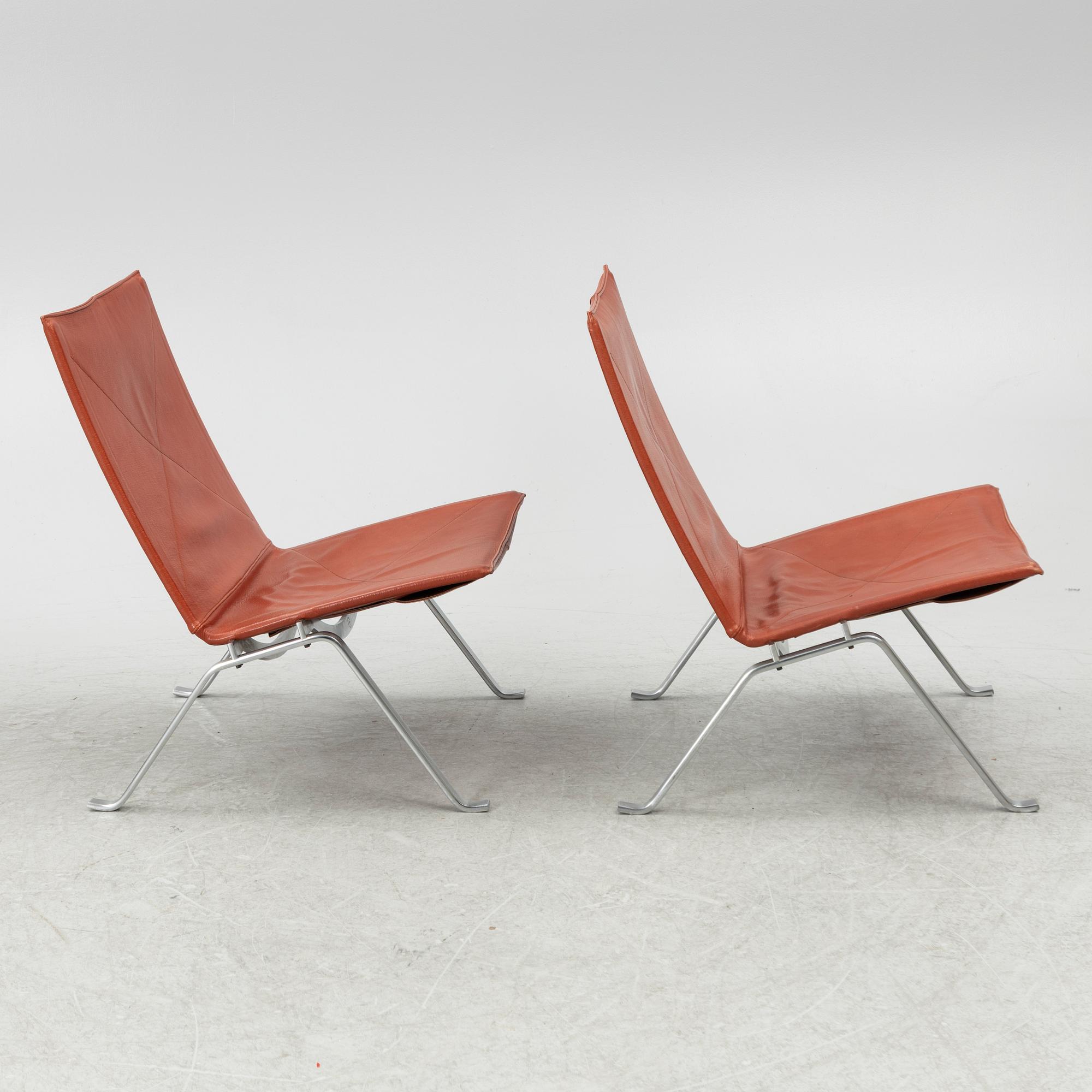 Poul Kjaerholm, fåtöljer, ett par, "PK 22", Fritz Hansen, Danmark, 1983.