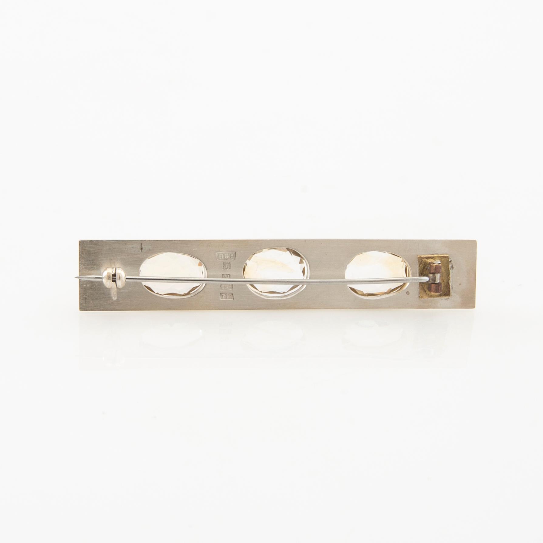 Roy Franzen, Brooch of silver with oval faceted citrines, Lund 1993.