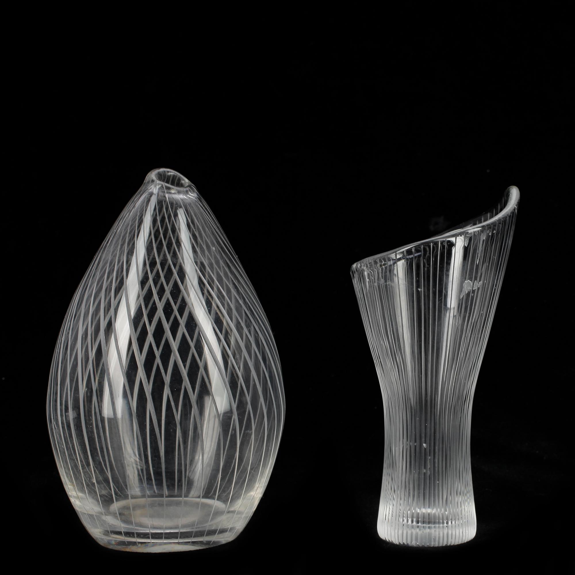 VASER, 2 st, glas, Tapio Wirkkala, Iittala, sign.