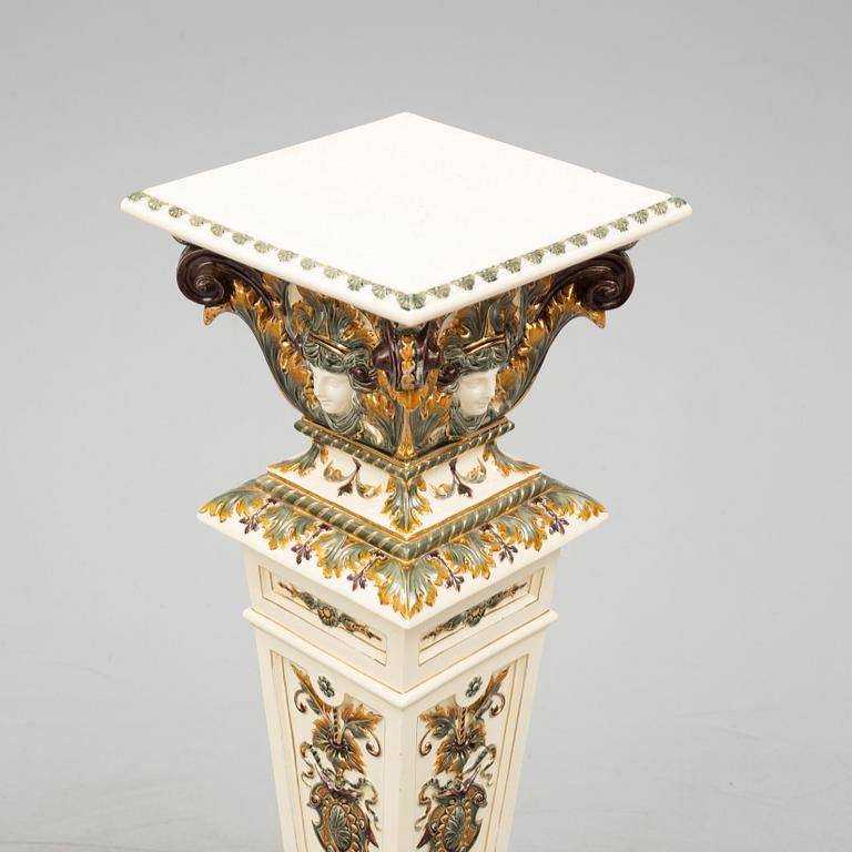 A ca 1900 Swedish majolica pedestal, signed Rörstrand.