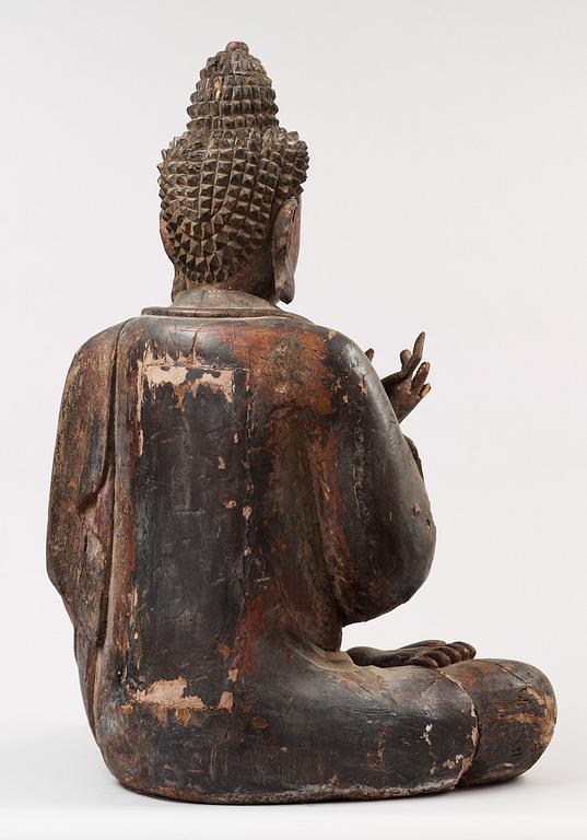 BUDDHA, trä och lack. Japan, 1900-talets andra hälft.