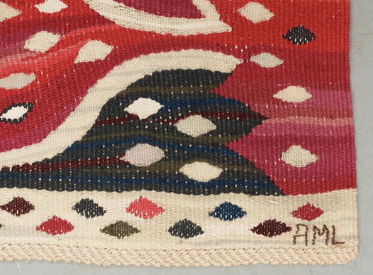 TEXTILE. "Red Crocus". Tapestry weave variant (Gobelängvariant). 60,5 x 74 cm. Signed AB MMF AML.