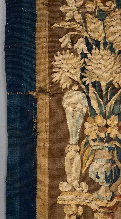 Vävd tapet, "Verdure", gobelängteknik, "entre-fenêtre", ca 314 x 109, cm, Aubusson omkring 1700-1700-talets förra hälft.