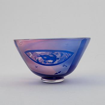 Bertil Vallien, a unique glass bowl, Kosta Boda, Sweden.