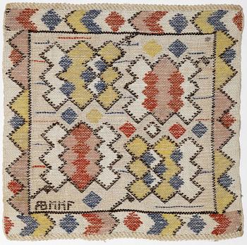 A flat weave textile 'Papperslyktan' by Märta Måås-Fjetterström, c. 35 x 36 cm, signed AB MMF.