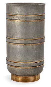 An Edvin Ollers pewter and brass vase, Schreuder & Olssons Tenngjuteri, Stockholm 1940.