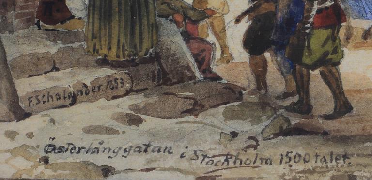 FREDRIK WILHELM SCHOLANDER, akvarell. Sign o dat 1853.