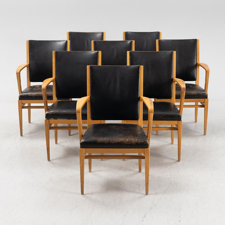 Carl Malmsten, karmstolar 8 st, "Riksdagen", 1940-tal. Proveniens Sveriges Riksdag, formgivna 1940.